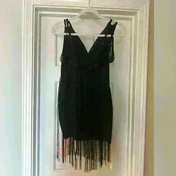 NWT- SHAKE IT OUT FRINGE BANDAGE MINI DRESS -XS - Picture 9 of 13